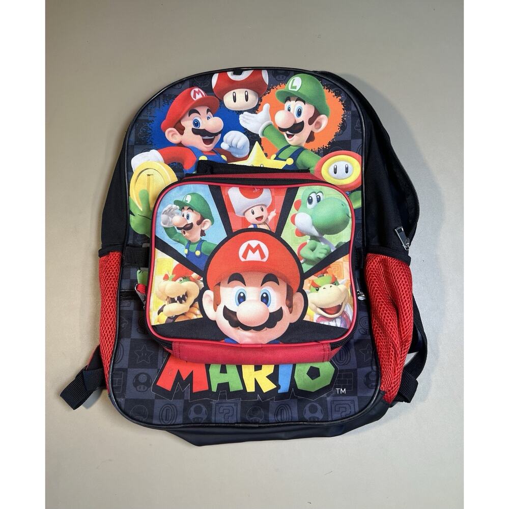 Super Mario Brothers Backpack With Lunch Bag And Lanyard - Please See Pictures
